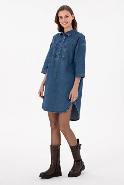 U.S. Polo Assn. Kadın Mavi Jean Elbise 50291135-DN0022