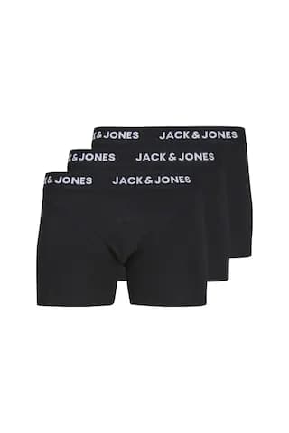 Jack & Jones Erkek 3'lü Düz Renk Boxer Paketi Black Siyah