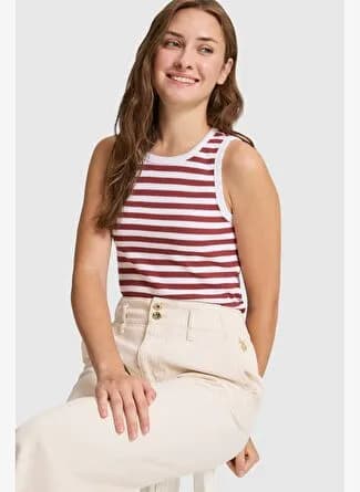 U.S. Polo Assn. Kadın Beyaz Bisiklet Yaka Tişört 50323549