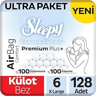 Sleepy Bio Natural Premium Plus Airbag Comfort Ultra Paket Külot Bez 6 Numara Xlarge 128 Adet