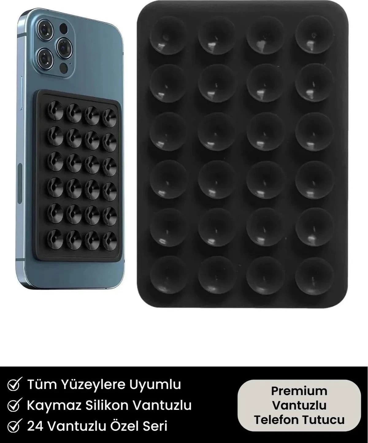 Carlburn Premium Seri Vantuzlu Tüm Yüzeylere Uygun Cep Telefonu İçin Kaymaz Silikon Yapışkanlı Telefon Tutucu