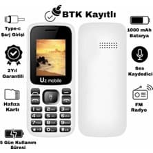 Uz Mobile Yerli Üretim Tuşlu Telefon - Uz Türkiye Garantili Beyaz Asker Telefonu