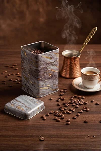 Rock And Gold Light Desenli Kare Metal Saklama Kabı 1.7 Litre