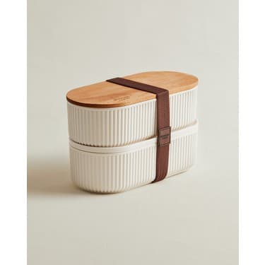Madame Coco Magou 2'li Ahşap Kapaklı Lunch Box - 2x1000 ml