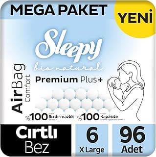 Sleepy Bio Natural Premium Plus Airbag Comfort Mega Paket Bebek Bezi 6 Numara Xlarge 96 Adet