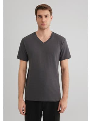 Mavi Stretch V Yaka Antrasit Basic Tişört 061748-24398