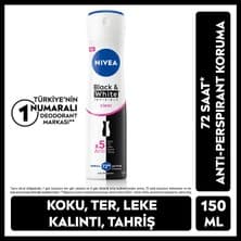 Nivea Kadın Sprey Deodorant Black&White Invisible Clear 150ml, 72 Saat Anti-perspirant Ter Koruması, Alkolsüz, Leke Bırakmaz