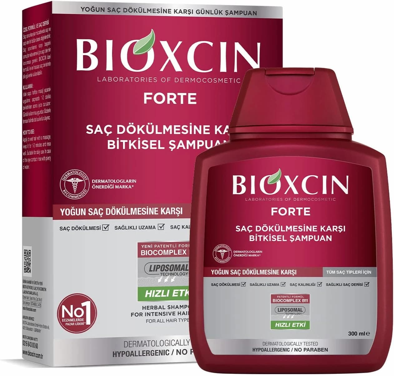 Bioxcin Forte Saç Dökülmesine Karşı Bitkisel Şampuan (1 x 300 ml)