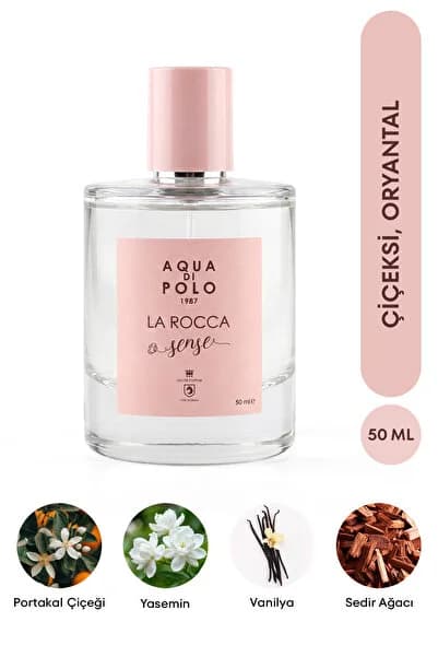 La Rocca Sense EDP Kadın Parfüm 50 ml | Çiçeksi, Oryantal | Portakal Çiçeği, Kahve, Yasemin, Vanilya