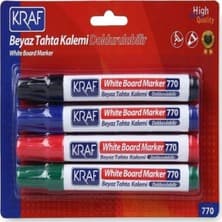 Kraf 770 Doldurulabilir Beyaz Tahta Kalemi 4'lü Set (Siyah-Kırmızı-Mavi-Yeşil)