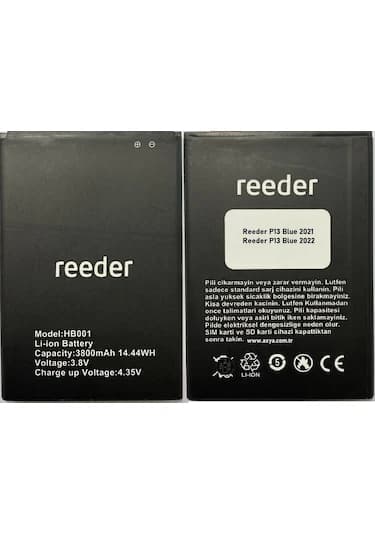 Reeder HB001 P13 Blue 2021 2022 Batarya Pil