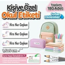 Obibaskı Kişiye Özel Okul Etiket Seti - 180 Adet - Kokusuz Ekolojik Mürekkep Pvc Etiket Sticker-Unicorn Model