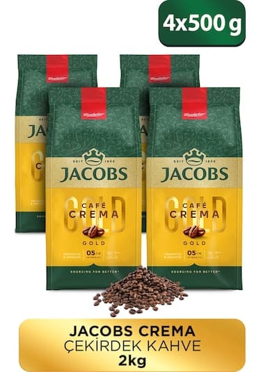 Jacobs Cafe Crema Çekirdek Kahve 4 x 500 G