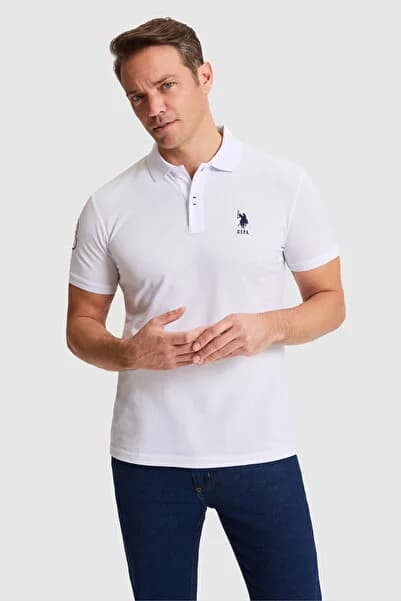 Erkek Beyaz Slim Fit Polo Yaka Basic Tişört 50326920-VR013