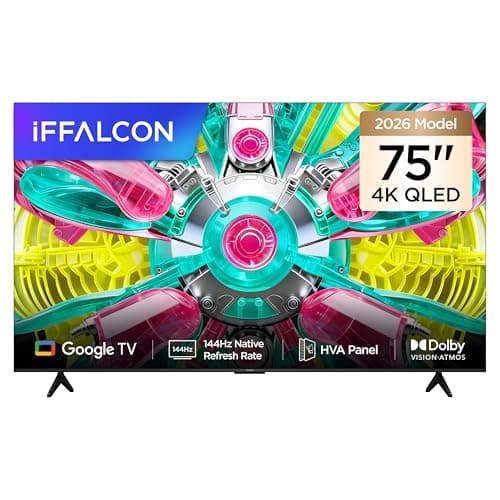 iFFALCON 75U75A 75 İnç Smart TV 4K QLED Renkli Quantum Crystal HDR 10+ Gaming Google TV, 144Hz Doğal Yenileme Hızı, Dolby Vision Atmos, DTS Virtual X, MEMC, Game Master (3-Yıl Garanti)
