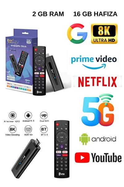 TV98 Android Sesli Asistan Kumandalı 8K Akıllı TV STİCK| H618 Mini PC Wi-Fi 6 BT 5.0 TV Alıcısı
