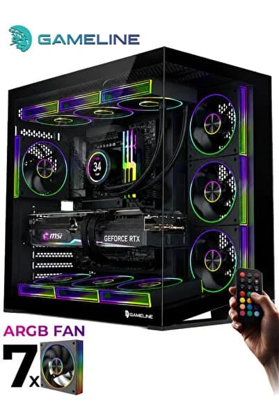 V2 Grand Premium 7x ARGB PWM Fan Kumandalı USB 3.0 Gaming Bilgisayar Kasası Siyah