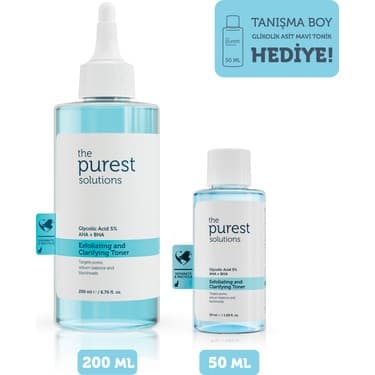 The Purest Solutions 200 ml Canlandırıcı Glikolik Asit Tonik Cilt Bakım Seti Vegan Gözenek Görünümünü Azaltmaya Yardımcı