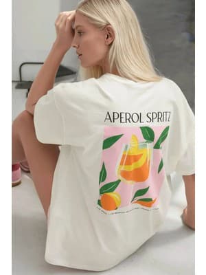 Hiccup Kadınlar Kadın %100 Pamuk Bisiklet Yaka Oversize Beyaz Baskılı T-Shirt Çok Renkli