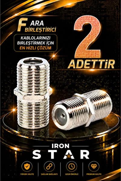 IRONSTAR 2 ADET F ara birleştirici / F dişi dişi adaptör / F konnektör ara ek aparatı / Uydu kablosu ek aparatı / kablo birleştirici / Anten kablosu ara birleştirici /konnektör-kornektör-jak-bağlantı aparatı