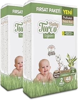 Baby Turco Doğadan Ekonomik Fırsat Paketi Pofuduk Bebek Bezi 2 Numara Mini 96 Adet