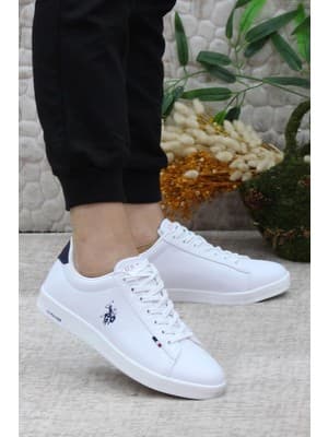 U.S. Polo Assn. Anatomik Unisex Sneaker Ayakkabı Suni Deri Beyaz Kauçuk Tabanlı Günlük Kullanım