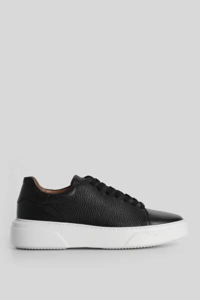 LUFIAN Tommy Erkek Deri Sneaker Ayakkabı Siyah