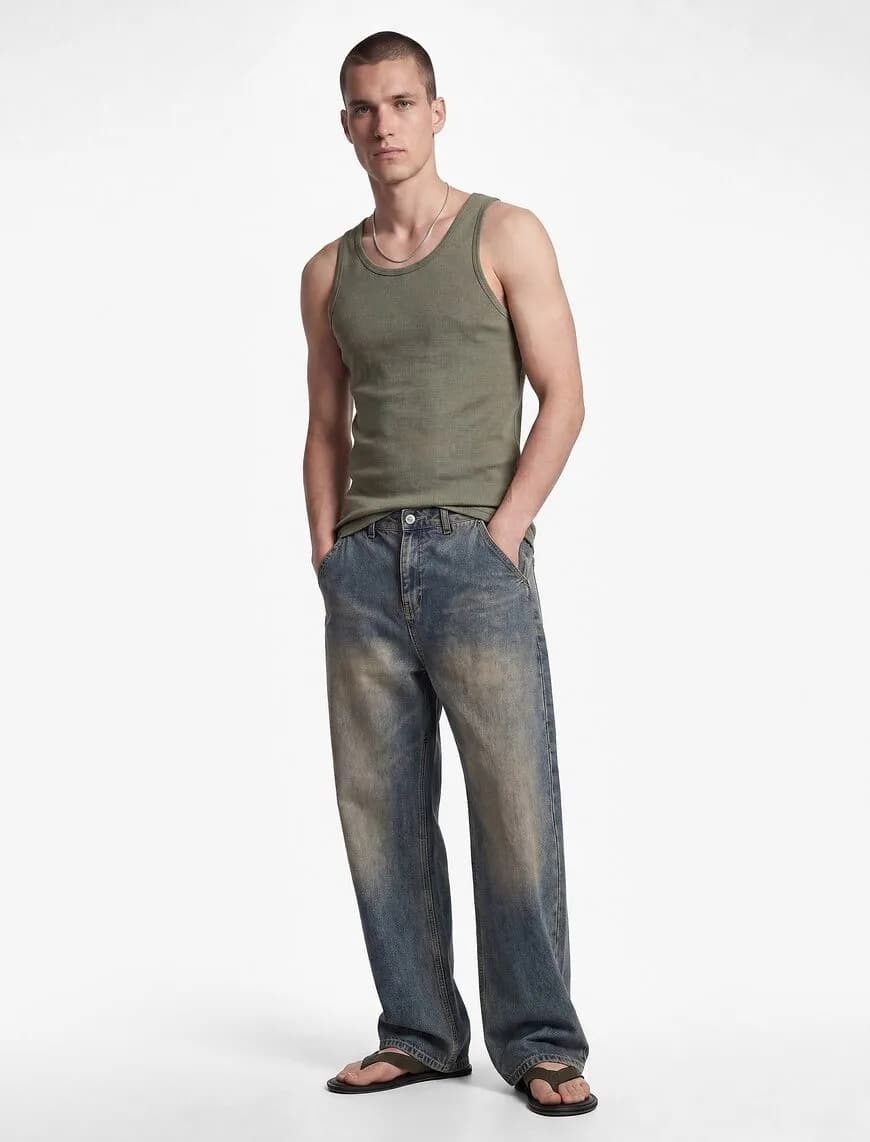 Kolsuz Pamuklu Bisiklet Yaka Slim Fit Atlet