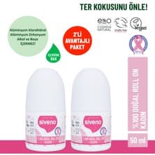 Siveno %100 Doğal Roll On Kadın Deodorant Bitkisel Leke Bırakmayan Vegan 50 ml X2 Adet
