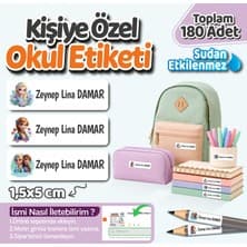 Kişiye Özel Okul Etiket Seti - 180 Adet - Kokusuz Ekolojik Mürekkep Pvc Etiket Sticker-Elsa ve Anna
