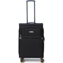Pierre Cardin Ultra Light Hafif Lüx Kumaş Orta Boy Valiz Siyah 04PC6000