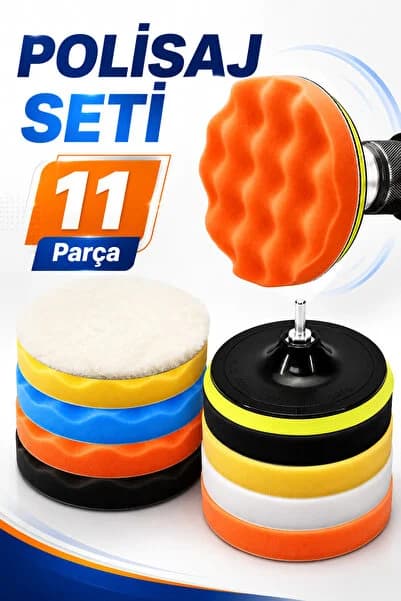 Pasta Cila Polisaj Süngeri Seti 115mm Matkap Uyumlu Pasta Cila Parlatma Pedi Seti 11 Parça Oto Bakım