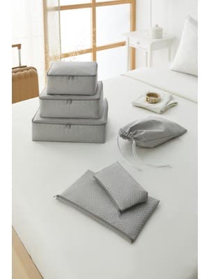 Ocean Home Textile 6'lı Gri Balıksırtı Valiz Bavul İçi Düzenleyici Set