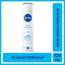 Nivea Kadın Sprey Deodorant Fresh Natural 150ml, Ter Kokusuna Karşı Koruma, Pudrasız, Alüminyum İçermez