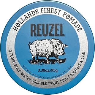 Reuzel Güçlü tutuşlu mavi pomad, parlak bir görünüm için güçlü tutuşlu pomad, vanilya kokulu suda çözünür – 95 g (3,38 oz)