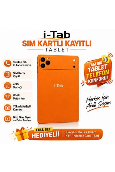 İ-Tab 17 ProMax Sim Kartlı Full Set Hediyeli-Klavye+Mous+Kalem+Kılıf+Kırılmazcam
