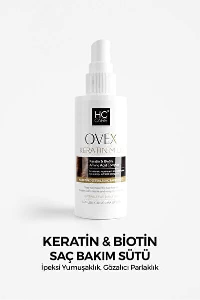HC Care Ovex Keratin & Biotin Saç Bakım Sütü - Onarıcı, Isı Koruyucu, Kolay Tarama ve İpeksi Yumuşaklık