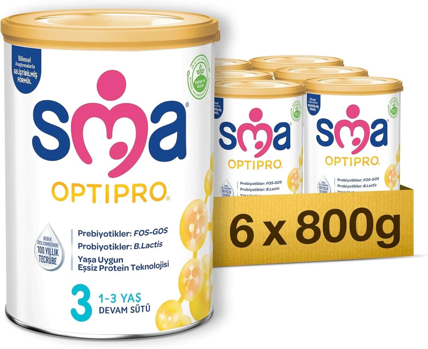 SMA Optipro 3 Devam Sütü (1-3 Yaş, 800 g) x 6
