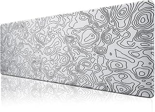 Klasse Pro - 10 Farklı Model Dikişli Kenar 90x40 cm Oyuncu Gaming Mouse Pad (White Map Lines, 90x40 cm)