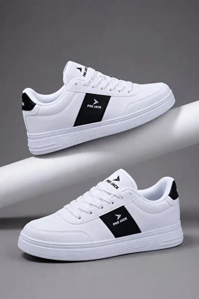 Beyaz Siyah Günlük Ortepedik Sneaker Erkek Spor Ayakkabı - PJ732