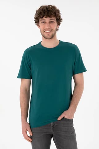 U.S. Polo Assn. Erkek Regular Fit Bisiklet Yaka Koyu Yeşil Basic Tişört 50305985-VR101