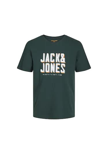 Jack & Jones Göğüs Logo Baskılı Tişört Grow 12249613 Pine Grove Koyu Yeşil