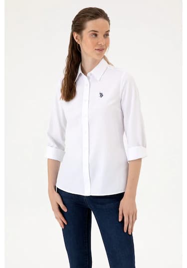 U.S. Polo Assn. Kadın Beyaz Uzun Kollu Basic Gömlek 50316711-VR013