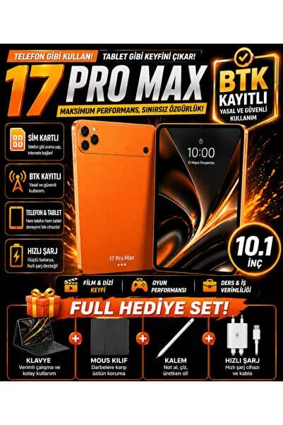 asf teknoloji 17 Pro Max Tablet Telefon Özellikli Sim Kartlı BTK Kayıtlı Full Hediye Setli