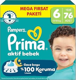Prima Bebek Bezi Aktif Bebek Mega Fırsat Paketi 6 Beden 76 Adet