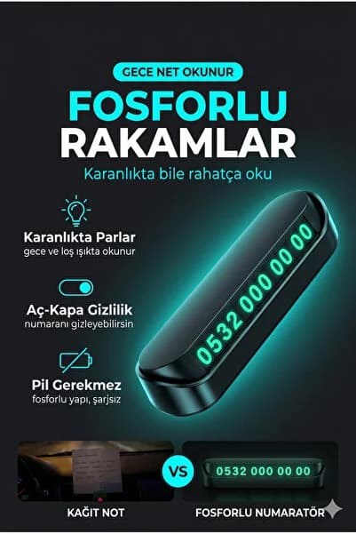 Beatitude Tüm Araçlara Uyumlu Universal Oto Araç Numaratör Telefon Numaralık Araba Parktel Numaramatik
