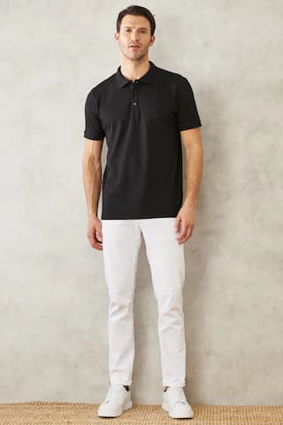 Ac&Co / Altınyıldız Classics Erkek Koyu Siyah Polo Yaka Cepli Regular Fit Bol Kesim Düz Tişört 4A4820200004SssxXL Siyah