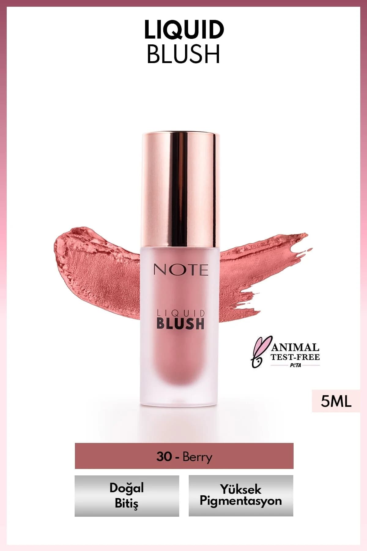 NOTE Liquid Blush Nemlendirici Etkili Likit Allık - 30 Berry (Işıltılı)