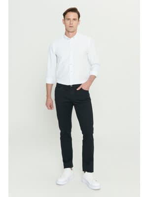 Altınyıldız Classics Erkek Siyah Diz İzi Yapmayan Slim Fit Dar Kesim 5 Cep Pamuklu Kanvas Esnek Chino Pantolon