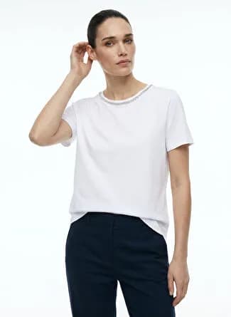 Network Beyaz Kadın %100 Pamuk Basic T-Shirt 1098926